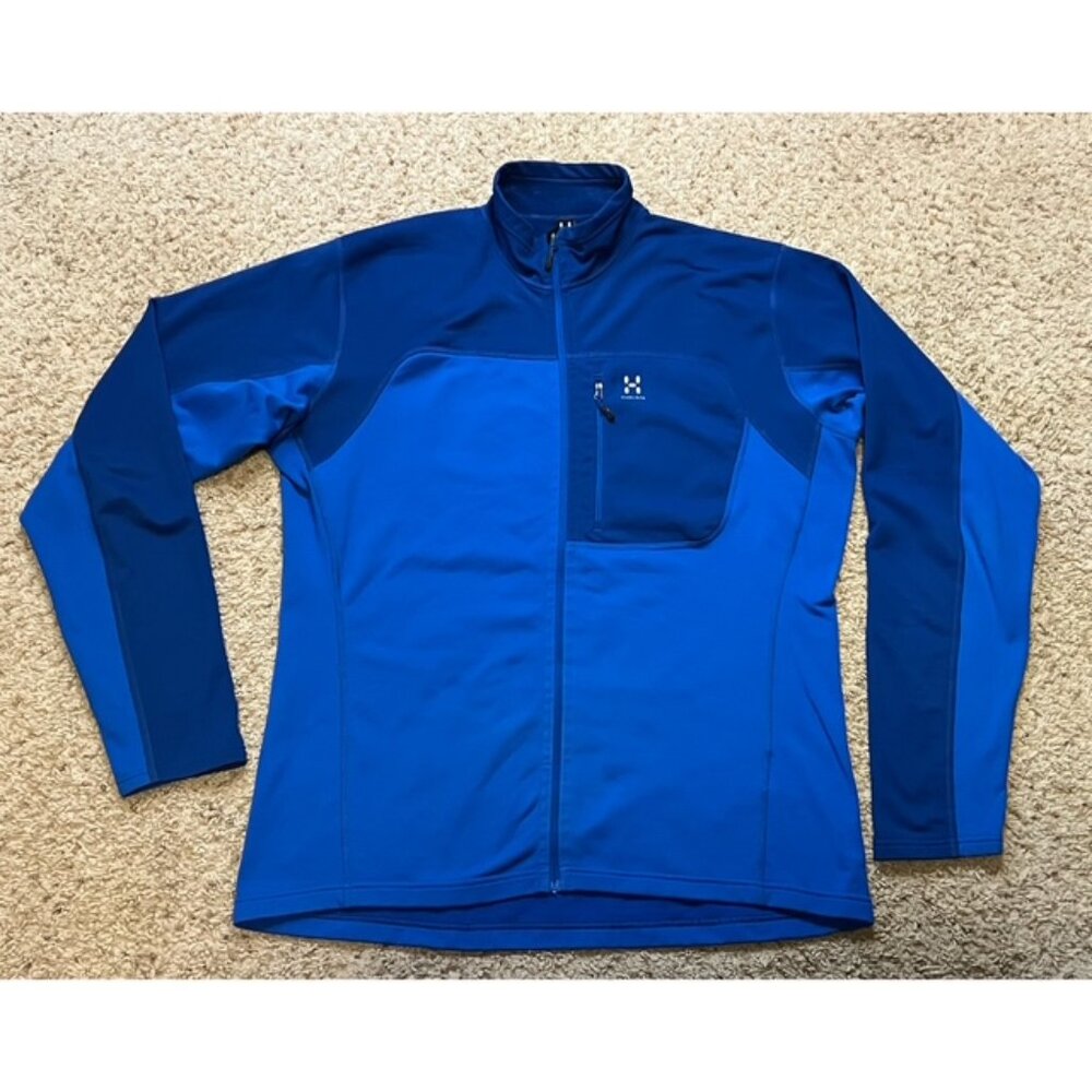Haglofs Men Blue Stem Rosson Mid Fleece Full Zip Jacket Size XLarge XL EUC